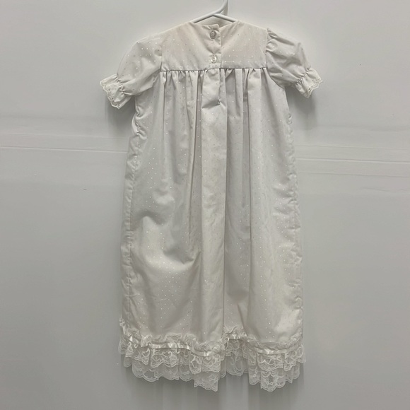 Vintage 3 Month White Baptism Christening 3-Piece Dress Cape Bonnet Sweet‎ Lace - Picture 5 of 12
